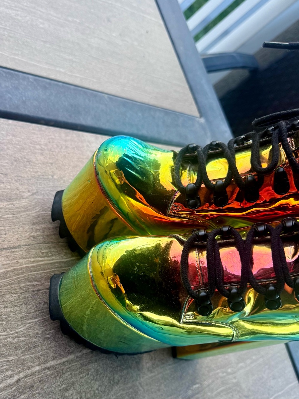 Dolls Kill Holographic Platform Combat Boots Size 7 - Picture 5 of 12